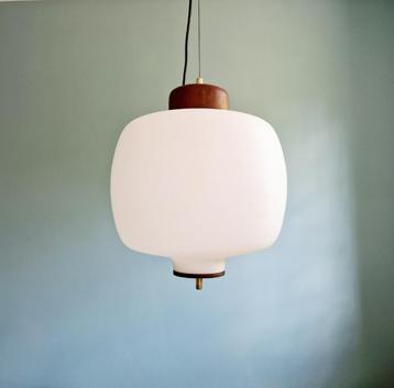 Ophanging van teakhout en opaline, Goffredo Reggiani, 1960 beschikbaar voor biedingen