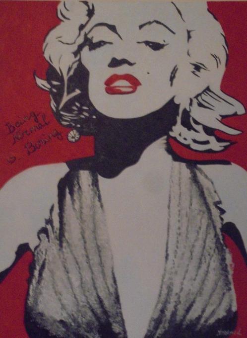 olieschilderij popart Marilyn Monroe (60x80), Antiek en Kunst, Kunst | Schilderijen | Modern, Ophalen of Verzenden