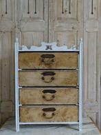 Oude ladenkast met stoffen lades, Antiek en Kunst, Ophalen of Verzenden