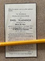 OORLOGSLACHTOFFER MEI 1940 SOLDAAT EMIEL VLAEMINCK BORSBEKE, Ophalen of Verzenden, Bidprentje