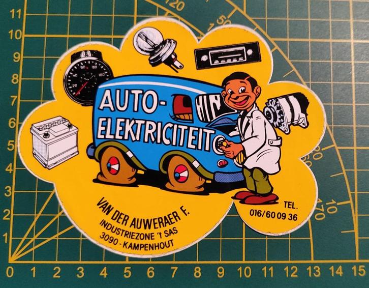 Sticker Auto Elektriciteit retro Kampenhout, Verzamelen, Stickers, Ophalen of Verzenden