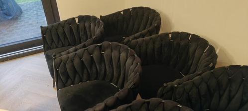 Wave chair/zetel – Velvet – Zwart - 6x, Huis en Inrichting, Stoelen, Gebruikt, Vijf, Zes of meer stoelen, Metaal, Stof, Zwart