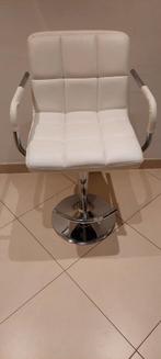 Bureaustoel/kapperstoel wit leer, Ophalen, Gebruikt, Wit, Bureaustoel