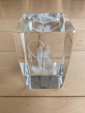Glazen presse-papier 3D bruid & bruidegom