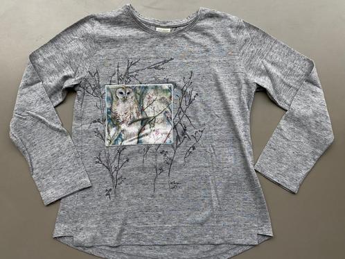Grijs T-shirt uilprint Zara maat 122-128, Kinderen en Baby's, Kinderkleding | Maat 128, Zo goed als nieuw, Meisje, Shirt of Longsleeve