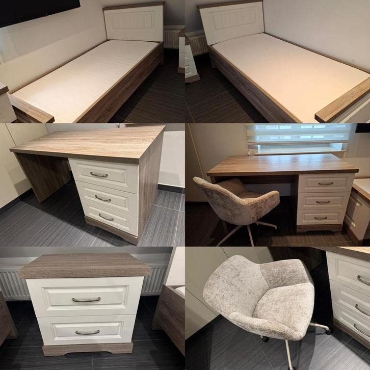 Complete slaapkamer met 2 x 1 persoonsbed, Maison & Meubles, Chambre à coucher | Matelas & Sommiers, Comme neuf, Enlèvement