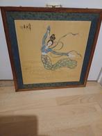 Twee chinese schilderijen mod century, Antiek en Kunst, Ophalen