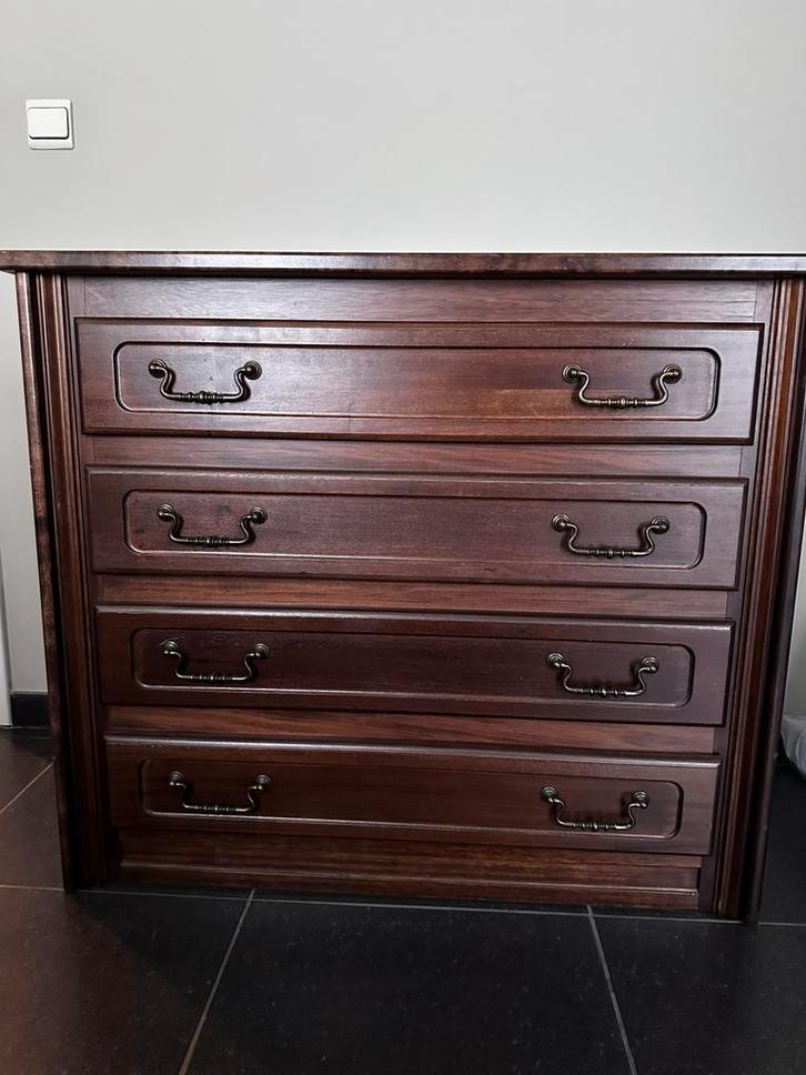 Massieve houten ladekast / commode, Maison & Meubles, Armoires | Commodes, Utilisé, Métal, Enlèvement