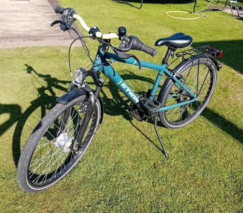 Jongensfiets donkergroen/fluogeel B'twin Rockrider 540 - 24, Fietsen en Brommers, Fietsen | Jongens, Gebruikt, 24 inch, Versnellingen