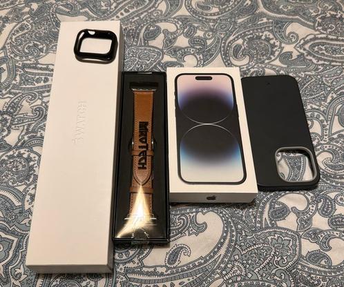 Iphone 14 Pro 256gb Noir Sidéral + Apple Watch 7 45mm noire, Télécoms, Téléphonie mobile | Apple iPhone, Utilisé, 256 GB, Sans abonnement