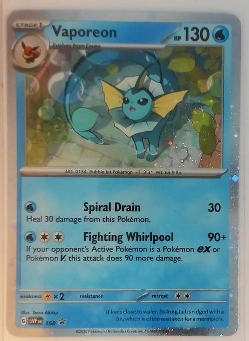#16*2 - Vaporeon - 168 - Scarlet & Violet Promo Cards, Hobby en Vrije tijd, Verzamelkaartspellen | Pokémon, Nieuw, Losse kaart