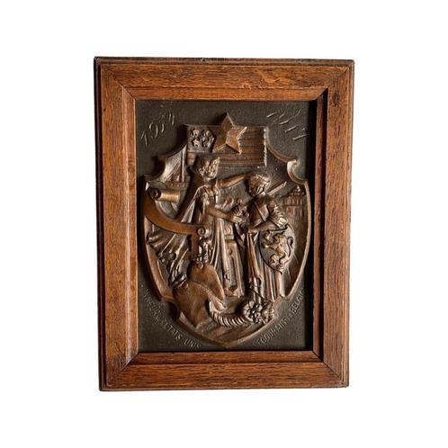 Plaque commémorative en bronze de la guerre 14-18, Timbres & Monnaies, Pièces & Médailles, Bronze, Enlèvement ou Envoi