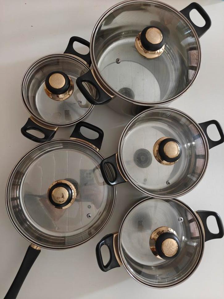 Kookpotten en steelpan Happy Baron, Huis en Inrichting, Keuken | Potten en Pannen, Zo goed als nieuw, Pannenset, Keramische plaat