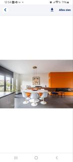 Tulip tafel marmer met stoelen en krukje, Huis en Inrichting, Tafels | Eettafels, Ophalen, Zo goed als nieuw