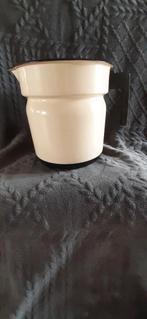 Pot à lait en émail beige avec couvercle rétro, Enlèvement ou Envoi
