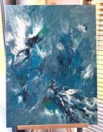 Abstract Modern Acryl canvas 60*80cm - BLAUW/WIT, Antiek en Kunst, Ophalen