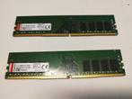 2 x 8 GB DDR4 Kingston PC4-2666 pc desktop KVR26N19S8/8, Enlèvement ou Envoi, DDR4, Utilisé, Desktop