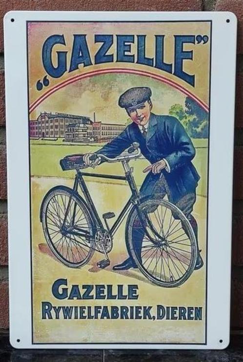 retro GAZELLE Fietsen Metalen Reclame bord Poster, Collections, Cinéma & Télévision, Neuf, Envoi