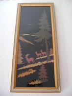 vintage kader met bos tafereel uit fineerhout, Enlèvement ou Envoi