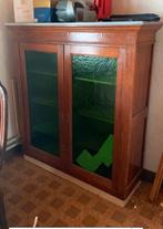 Vintage houten kast met glas, Huis en Inrichting, Kasten | Vitrinekasten, Ophalen, Gebruikt, Glas