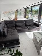 Donkerbruine leren hoekbank in goede staat., Huis en Inrichting, Ophalen, Hoek, Gebruikt, 100 tot 125 cm