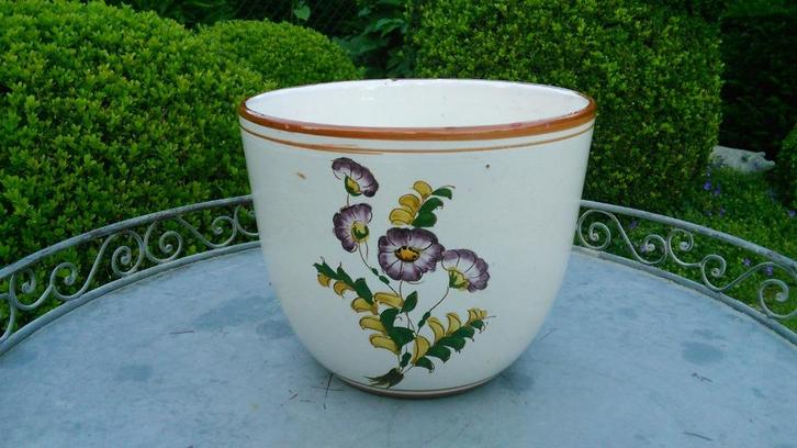 Vintage bloempot botanica Italy handgeschilderd Ø 19 cm, Tuin en Terras, Bloempotten, Binnen, Ophalen of Verzenden