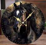 Ronde wandklok van hout Donker Paard (25cm), Huis en Inrichting, Ophalen of Verzenden, Nieuw, Wandklok