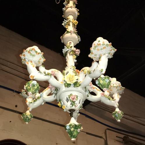 Antieke Italiaanse porseleinen luster H 105cm diameter 50cm, Antiek en Kunst, Curiosa en Brocante, Ophalen