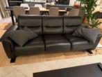 Leren driezit zetel, Huis en Inrichting, Ophalen, Driepersoons, Zo goed als nieuw, Rechte bank