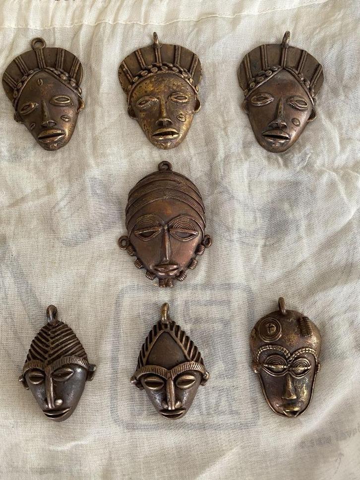 7 BRONZEN DOGON MASKERS, Antiek en Kunst, Antiek | Brons en Koper, Brons, Ophalen of Verzenden