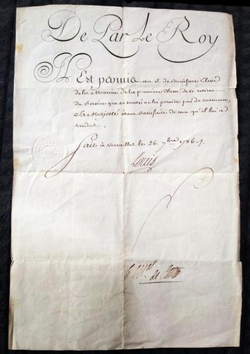 Document, manuscript Lodewijk XVI, 1786