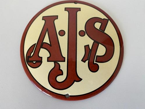 AJS emaille  reclamebord, Verzamelen, Merken en Reclamevoorwerpen, Zo goed als nieuw, Reclamebord, Ophalen