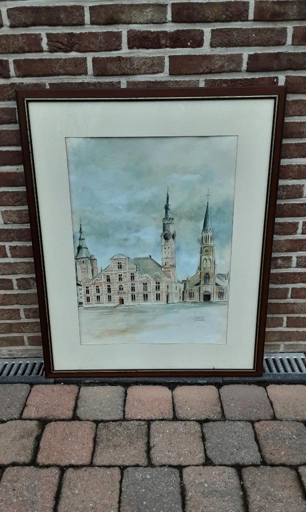 Aquarel de Saint-Trond, Joseph Swerts, 1970, très bon, Antiquités & Art, Art | Peinture | Classique, Enlèvement
