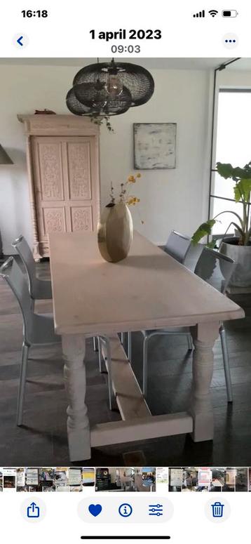 Volle eiken eettafel ( zonder stoelen) gezandstraald, Huis en Inrichting, Ophalen, Gebruikt