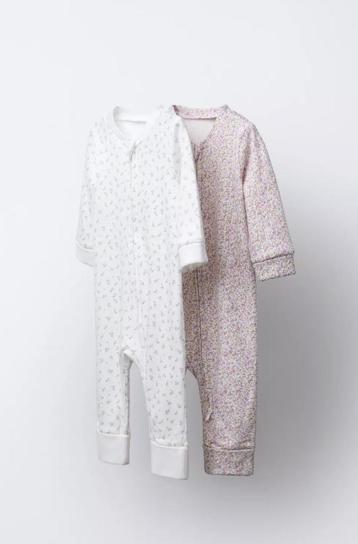 Set van twee converteerbare pyjama's met voetjes en bloemen beschikbaar voor biedingen