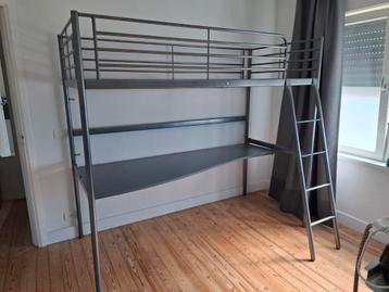 Lit mezzanine avec bureau et matelas., Enlèvement, Utilisé, Lit mezzanine