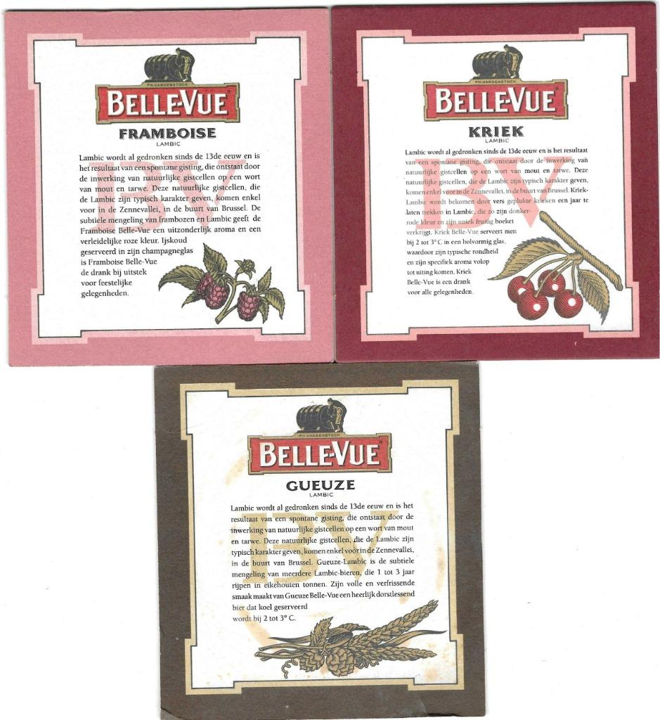 bierviltjes 3st Belle Vue Kriek Framboise Gueuze, Verzenden