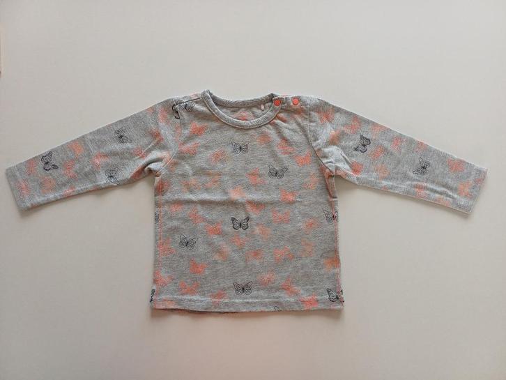 Grijze longsleeve T-shirt 'vlinder' maat 80 JBC, Kinderen en Baby's, Babykleding | Maat 80, Gebruikt, Meisje, Shirtje of Longsleeve