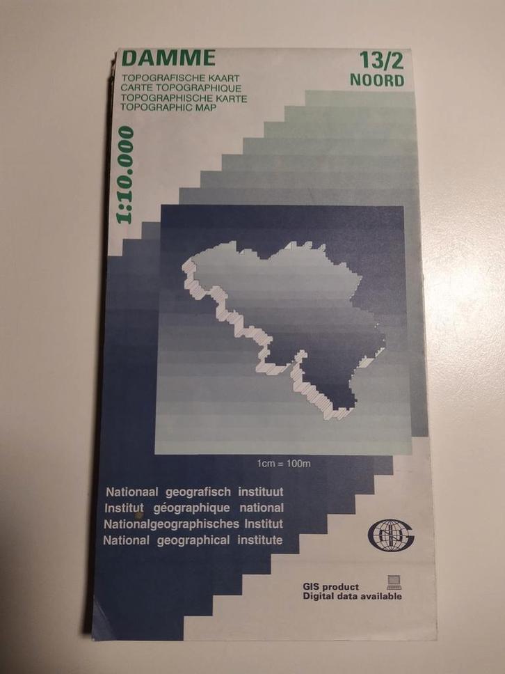 Topografische kaart Moerkerke Damme, Boeken, Atlassen en Landkaarten, Zo goed als nieuw, België, Ophalen of Verzenden