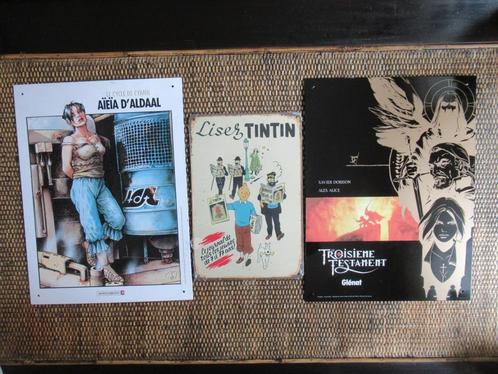 Lot 3 plaques : Tintin, Troisième Testament, Cycle de Cyann, Verzamelen, Stripfiguren, Overige typen, Kuifje, Ophalen