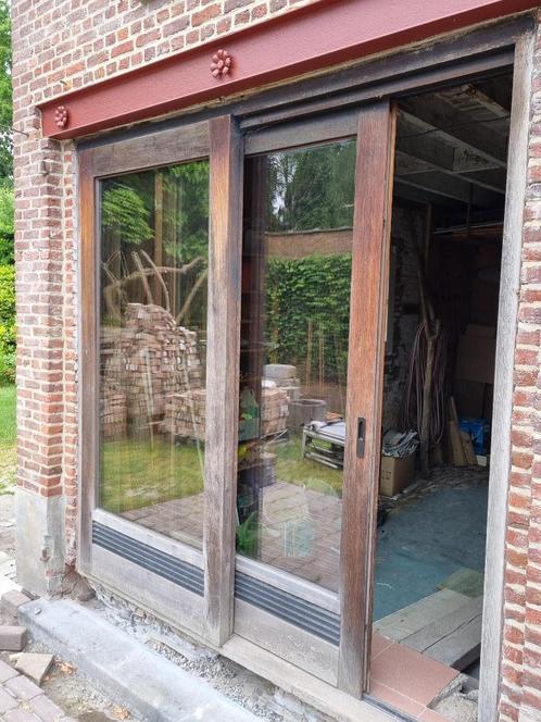 glazen wand met schuifdeur, Doe-het-zelf en Bouw, Glas en Ramen, Gebruikt, Dubbelglas, Ophalen