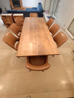 Table a manger en bois massif + 8 chaises en cuir, Maison & Meubles, Salles à manger complètes, Comme neuf, Enlèvement ou Envoi