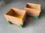 Houten opbergbakken Ikea Flisat - groen/geel, Ophalen, Zo goed als nieuw, Overige typen