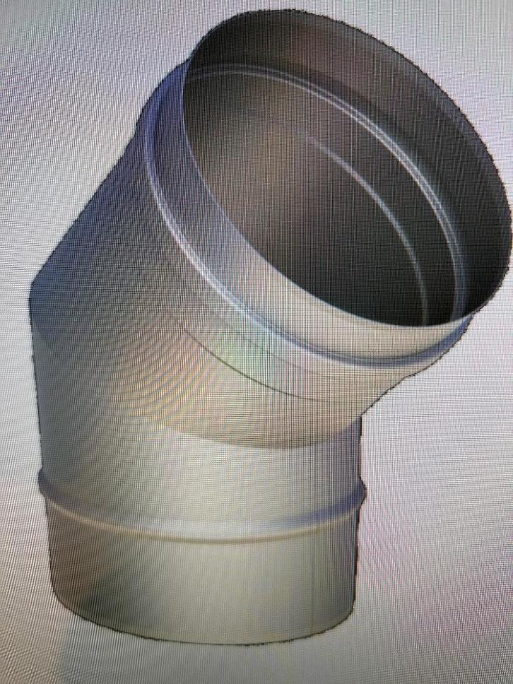 Kachelbuis bocht INOX 45 graden-diameter 200mm, Doe-het-zelf en Bouw, Buizen en Afvoer, Nieuw, Bochten, Inox, 80 mm of meer, Ophalen