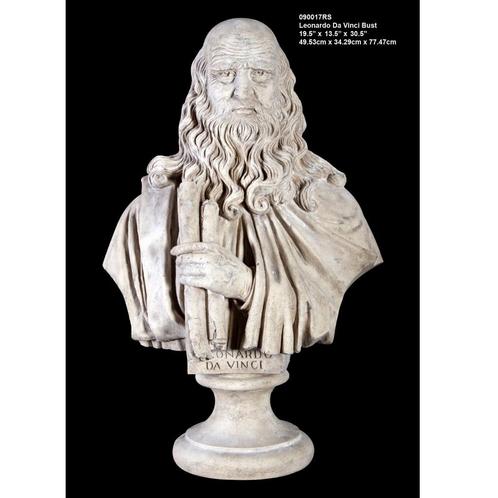 Statue Léonard de Vinci — Hauteur du buste 78 cm, Collections, Statues & Figurines, Neuf, Enlèvement ou Envoi