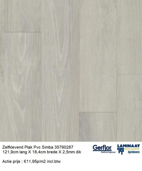 Zelfklevend Plak Pvc Simba Grey 2,5mm dik €11,95m2 incl.btw, Huis en Inrichting, Stoffering | Vloerbedekking, Nieuw, Laminaat