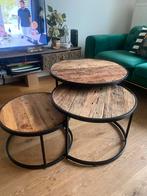 Tables basses gigognes rondes en bois, Maison & Meubles, Enlèvement, Comme neuf, Métal
