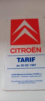 Tarief Citroën 26/02/1987, Ophalen of Verzenden