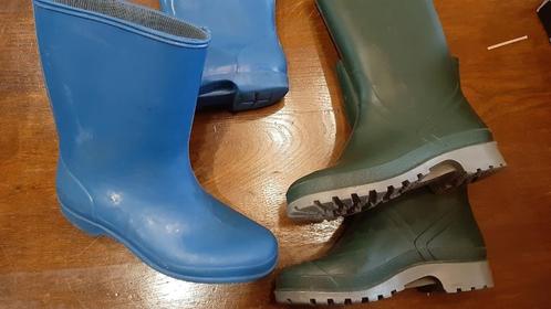 Regenlaarzen 2 paar blauwe 35 & groene 33 dikke antislipzool, Caravans en Kamperen, Regenkleding, Zo goed als nieuw, Regenlaarzen