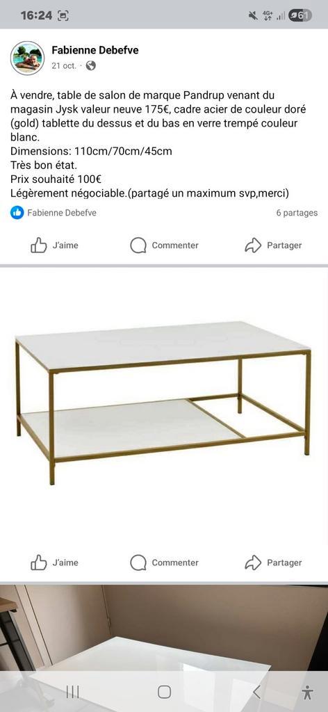 Table de salon, Maison & Meubles, Tables | Dessertes, Verre, Enlèvement